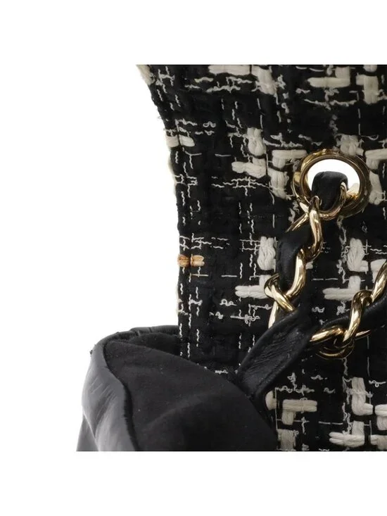 Chanel CC Logo Portobello Quilted Tote 2-Way Shoulder Bag Chain Leather Tweed - Picture 8 of 9